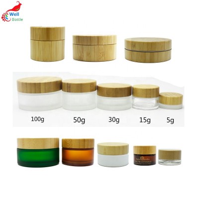 High quality 5g 30g 50g 100g 200g 500g  empty bamboo cream cosmetic jar wholesale BP-222S